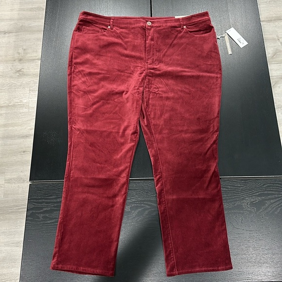 Soft Surroundings Blakely Velveteen Pants in Cabernet Red Color - 22W - Picture 3 of 11